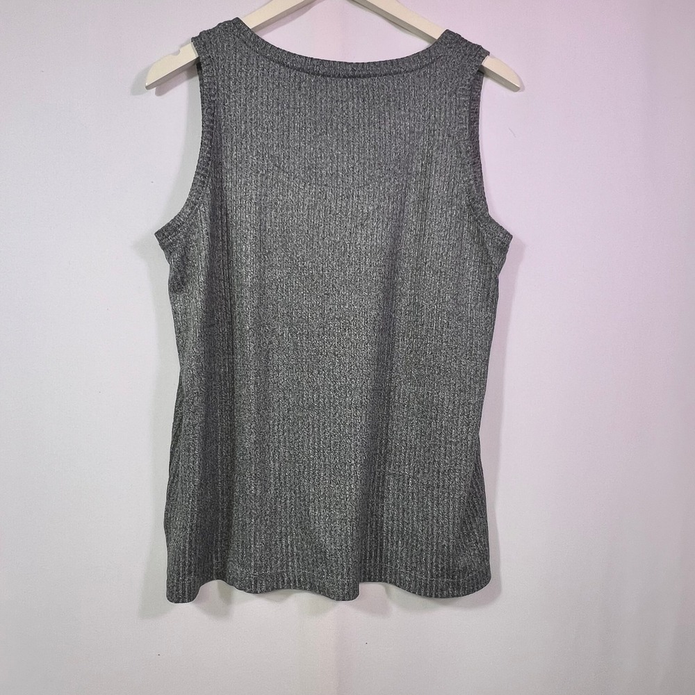 Cuddl Duds Womens 3 Piece Lounge Set Charcoal Gray Ribbed Cardigan Tank Pants L - Picture 6 of 11